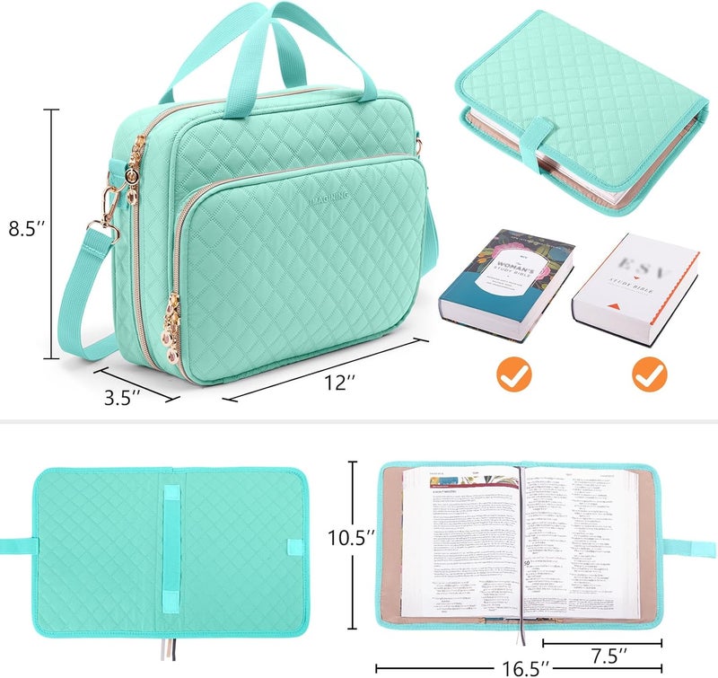 IMAGINING Large Bible Case with Cover for Women - Carrying Case with Shoulder Strap - Bag Packed in Gift Box - Carrier with Pockets for Study Suppliers - Gift for Girls - Image 2
